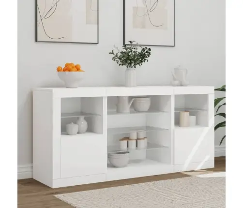 Šoninė Spintelė Su Led Lemputėmis, Balta, 142,5X37X67Cm