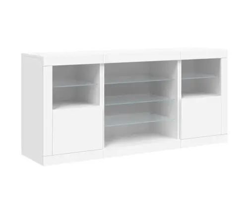 Šoninė Spintelė Su Led Lemputėmis, Balta, 142,5X37X67Cm