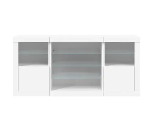 Šoninė Spintelė Su Led Lemputėmis, Balta, 142,5X37X67Cm