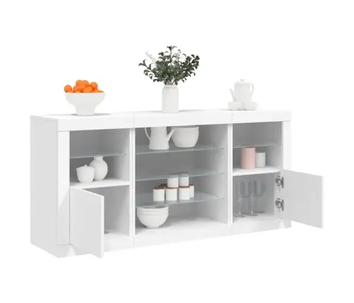 Šoninė Spintelė Su Led Lemputėmis, Balta, 142,5X37X67Cm