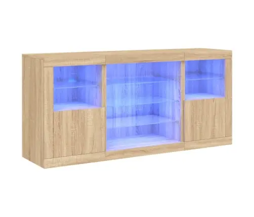 Kumode Ar Led Lampiņām, Ozolkoka Krāsa, 142,5X37X67 Cm Vidaxl
