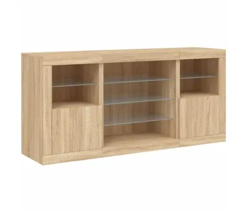 Kumode Ar Led Lampiņām, Ozolkoka Krāsa, 142,5X37X67 Cm Vidaxl