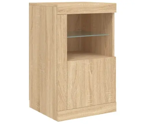 Kumode Ar Led Lampiņām, Ozolkoka Krāsa, 142,5X37X67 Cm Vidaxl