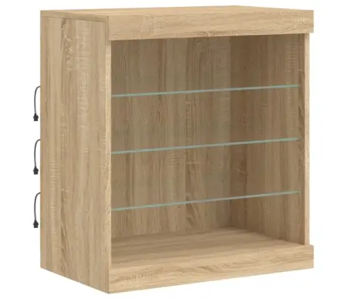 Kumode Ar Led Lampiņām, Ozolkoka Krāsa, 142,5X37X67 Cm Vidaxl