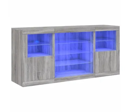Kumode Ar Led Lampiņām, Pelēka Ozolkoka Krāsa, 142,5X37X67 Cm Vidaxl