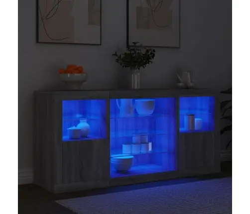 Kumode Ar Led Lampiņām, Pelēka Ozolkoka Krāsa, 142,5X37X67 Cm Vidaxl