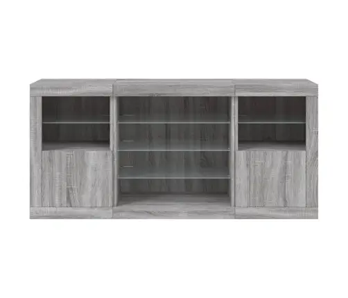 Kumode Ar Led Lampiņām, Pelēka Ozolkoka Krāsa, 142,5X37X67 Cm Vidaxl