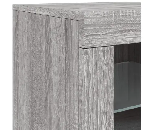 Kumode Ar Led Lampiņām, Pelēka Ozolkoka Krāsa, 142,5X37X67 Cm Vidaxl