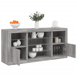 Kumode Ar Led Lampiņām, Pelēka Ozolkoka Krāsa, 142,5X37X67 Cm Vidaxl