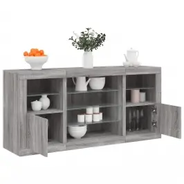 Kumode Ar Led Lampiņām, Pelēka Ozolkoka Krāsa, 142,5X37X67 Cm Vidaxl