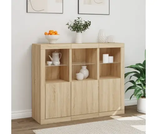 Šoninės Spintelės Su Led, 3Vnt., Ąžuolo, Apdirbta Mediena