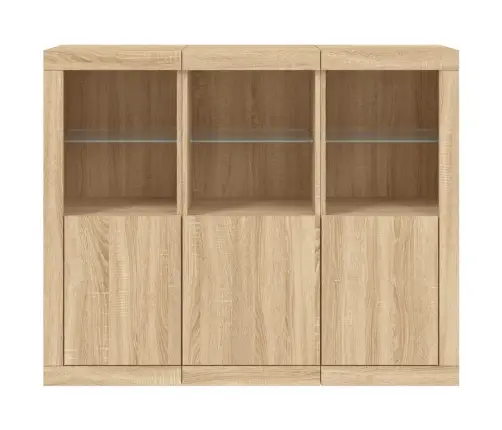 Šoninės Spintelės Su Led, 3Vnt., Ąžuolo, Apdirbta Mediena