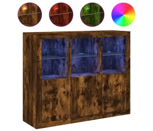 Kumodes Ar Led Apgaismojumu, 3 Gab., Ozolkoka Krāsa Vidaxl