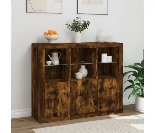 Kumodes Ar Led Apgaismojumu, 3 Gab., Ozolkoka Krāsa Vidaxl