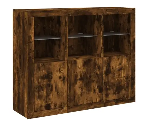 Kumodes Ar Led Apgaismojumu, 3 Gab., Ozolkoka Krāsa Vidaxl