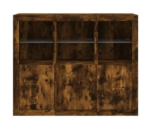 Kumodes Ar Led Apgaismojumu, 3 Gab., Ozolkoka Krāsa Vidaxl