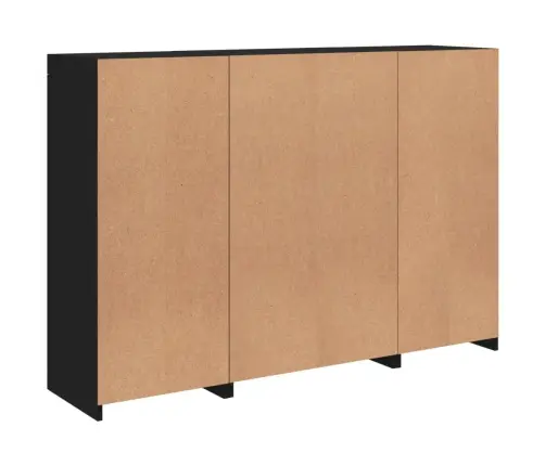 Kumodes Ar Led Apgaismojumu, 3 Gab., Melns, Inženierijas Koks Vidaxl