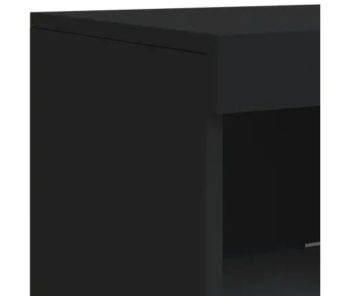 Kumodes Ar Led Apgaismojumu, 3 Gab., Melns, Inženierijas Koks Vidaxl