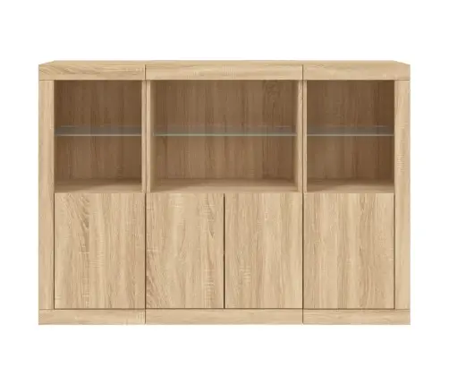 Puhvetkapid Led-Tuledega 3 Tk, Sonoma Tamm, Tehispuit