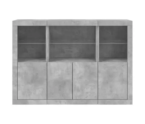 Šoninės Spintelės Su Led, 3Vnt., Betono, Apdirbta Mediena