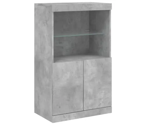 Šoninės Spintelės Su Led, 3Vnt., Betono, Apdirbta Mediena