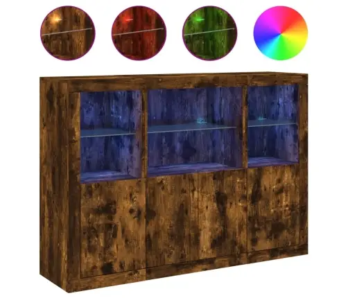 Kumodes Ar Led Apgaismojumu, 3 Gab., Ozolkoka Krāsa Vidaxl