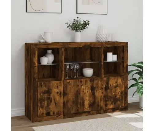 Kumodes Ar Led Apgaismojumu, 3 Gab., Ozolkoka Krāsa Vidaxl