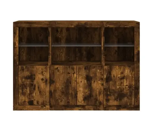 Kumodes Ar Led Apgaismojumu, 3 Gab., Ozolkoka Krāsa Vidaxl