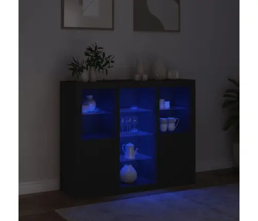 Puhvetkapid Led-Tuledega 3 Tk, Must, Tehispuit