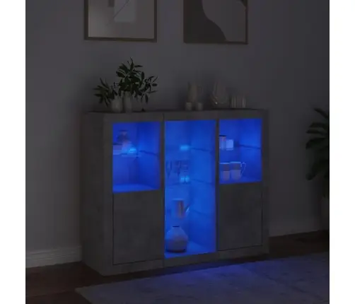 Kumodes Ar Led Apgaismojumu, 3 Gab., Betona Pelēks Vidaxl