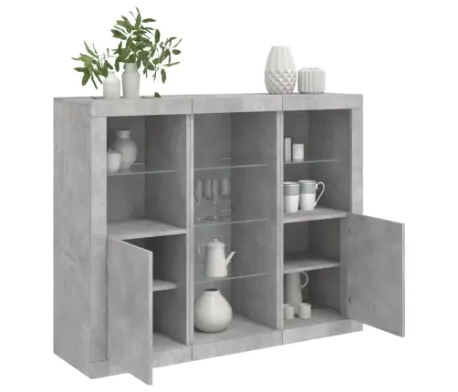 Kumodes Ar Led Apgaismojumu, 3 Gab., Betona Pelēks Vidaxl