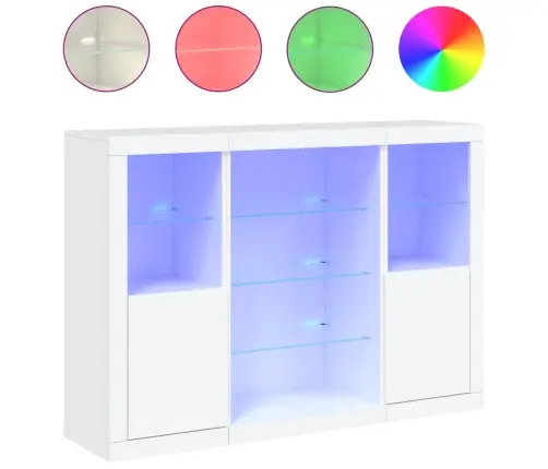 Šoninės Spintelės Su Led, 3Vnt., Baltos, Apdirbta Mediena