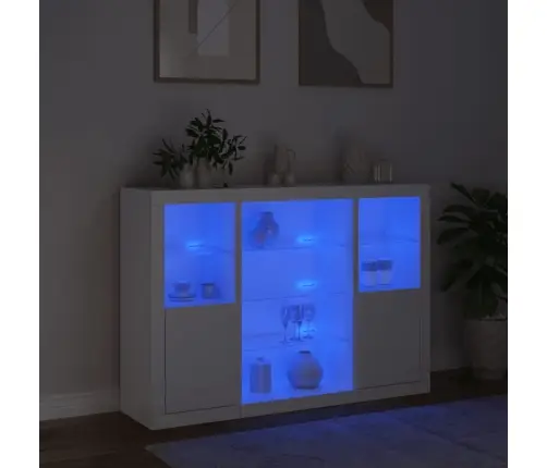 Šoninės Spintelės Su Led, 3Vnt., Baltos, Apdirbta Mediena