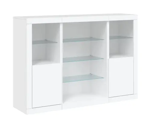 Šoninės Spintelės Su Led, 3Vnt., Baltos, Apdirbta Mediena