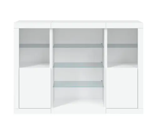 Šoninės Spintelės Su Led, 3Vnt., Baltos, Apdirbta Mediena