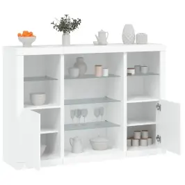 Puhvetkapid Led-Tuledega 3 Tk, Valge, Tehispuit