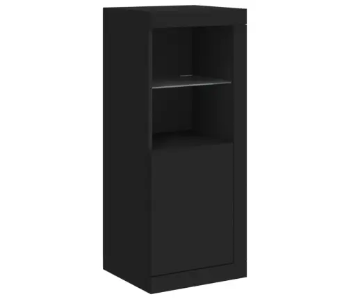 Kumodes Ar Led Apgaismojumu, 3 Gab., Melns, Inženierijas Koks Vidaxl