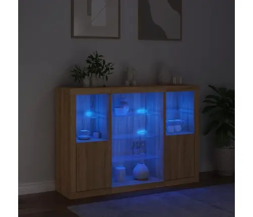 Kumodes Ar Led Apgaismojumu, 3 Gab., Ozolkoka Vidaxl