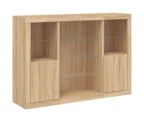 Kumodes Ar Led Apgaismojumu, 3 Gab., Ozolkoka Vidaxl