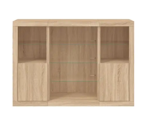 Kumodes Ar Led Apgaismojumu, 3 Gab., Ozolkoka Vidaxl