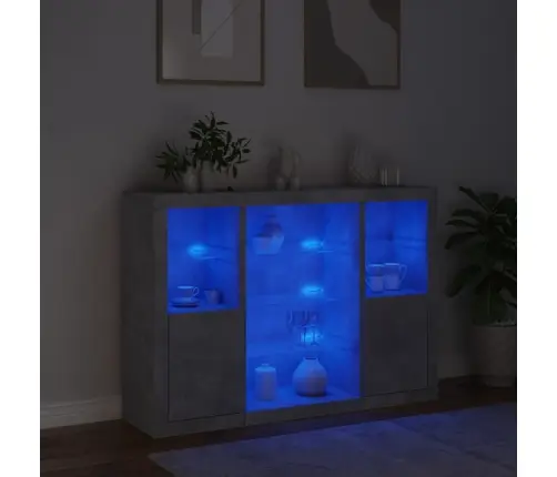 Kumodes Ar Led Apgaismojumu, 3 Gab., Betona Pelēks Vidaxl
