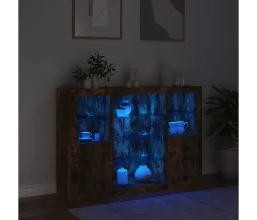 Puhvetkapid Led-Tuledega 3 Tk, Suitsutatud Tamm, Tehispuit