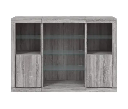 Šoninės Spintelės Su Led, 3Vnt., Pilkos Ąžuolo, Mediena Šoninės Spintelės Su Led, 3Vnt., Pilkos Ąžuolo, Mediena