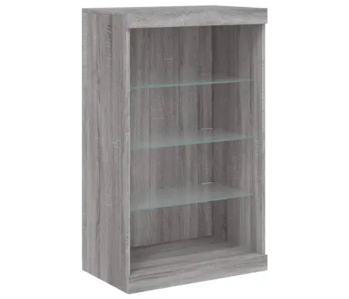 Šoninės Spintelės Su Led, 3Vnt., Pilkos Ąžuolo, Mediena Šoninės Spintelės Su Led, 3Vnt., Pilkos Ąžuolo, Mediena