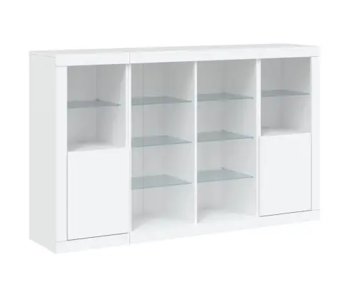 Kumodes Ar Led Apgaismojumu, 3 Gab., Baltas, Inženierijas Koks Vidaxl