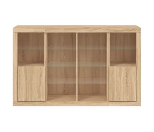 Šoninės Spintelės Su Led, 3Vnt., Ąžuolo, Apdirbta Mediena