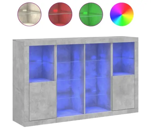 Kumodes Ar Led Apgaismojumu, 3 Gab., Betona Pelēks Vidaxl