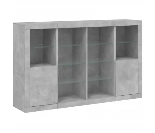 Kumodes Ar Led Apgaismojumu, 3 Gab., Betona Pelēks Vidaxl