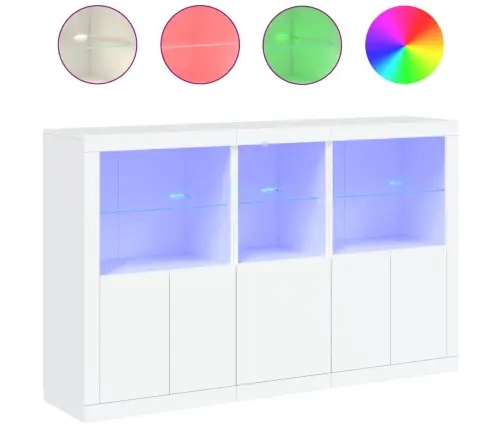 Kumode Ar Led Lampiņām, 162X37X100 Cm, Balta Vidaxl