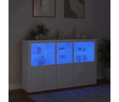 Kumode Ar Led Lampiņām, 162X37X100 Cm, Balta Vidaxl